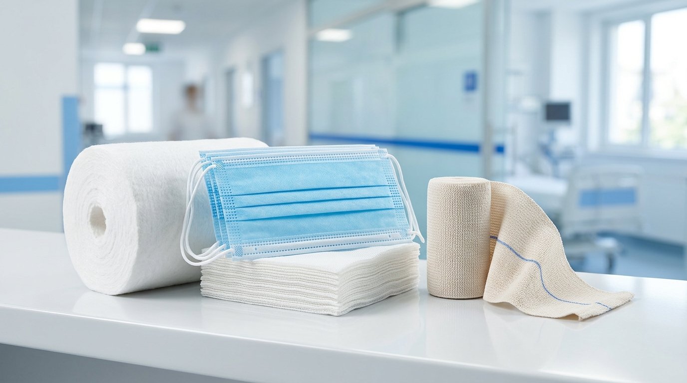 Warbler Medical Disposables: Cotton Absorbent Roll, Roll Bandage, Gauze Than, and 3 Ply Face Masks